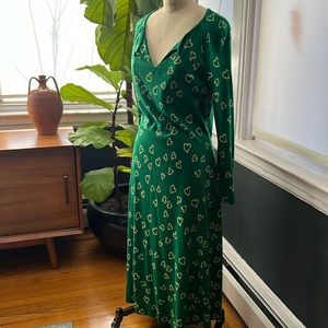 Vintage Diane von Furstenberg Green Jersey Heart Dress from the 70’s
